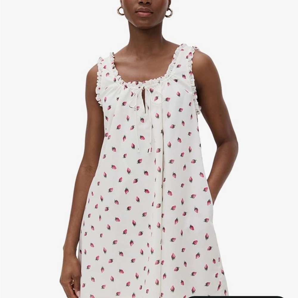 Wayf White Sleeveless Mini Dress with Pink Floral Print